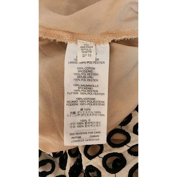 J.CREW Punched Out Eyelet Embroidered Cream Black A Line 28×22 Skirt Size 2 - Picture 9 of 9